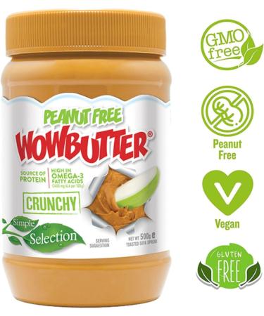 WOWBUTTER Crunchy Soya Spread - Peanut Butter Crunchy Alternative - Vegan, Gluten-Free, Halal, Kosher - 7g Protein, 1000mg Omega 3 - All-Natural - 500g (3 Pack) - Buy Online on GoSupps.com