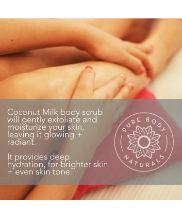 Pure Body Naturals Coconut Milk & Dead Sea Salt Exfoliating Body Scrub - 12 oz - Buy Online on GoSupps.com