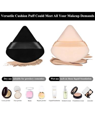 Powderary Tassel Triangle Make-Up Puff - 12 Soft Cosmetic Sponges for Powder Wet & Dry Use (Black & Skin Color) - Buy Online on GoSupps.com