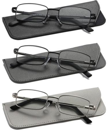 Hubeye 3-Pack Men s Reading Glasses - Rectangle Metal Frames Blue Light Blocking Feder Hinges +1.00 Diopter with Holster - Stylish & Durable - Buy Online on GoSupps.com