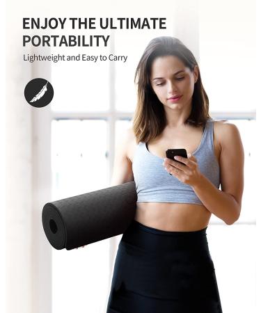 CAMBIVO Extra Thick Yoga Mat 72x24x0.24 inch - Professional TPE Workout Mat for Yoga, Pilates, Floor Exercises - Black with Carrying Strap | Men Women Kids - Buy Online on GoSupps.com