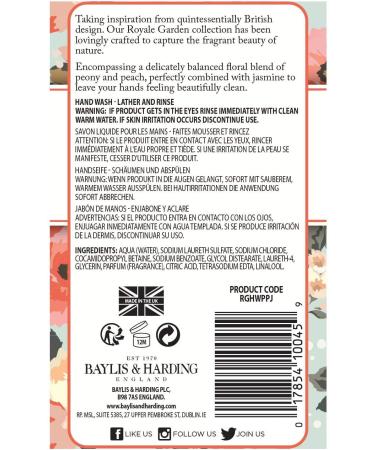 Baylis & Harding Hand Wash Bundle - 6 x 500ml Royale Garden Peach Peony & Jasmine + 3 x 500ml Anti-Bacterial Jasmine & Apple Blossom (9 Bottles) - Vegan Friendly - Buy Online on GoSupps.com