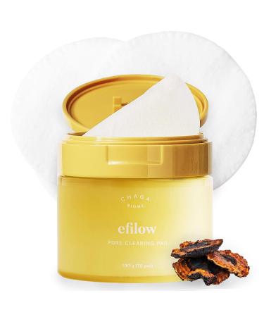 efilow Chaga Mushroom Biome Pore Clearing Pad Vegan Facial Exfoliating Toner Pads with AHA BHA PHA LHA 70 Pads 190g