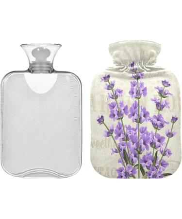 NAANLE Vintage Lavender Hot Water Bottle with Cover | 1L Heat Bottle for Back Pain Relief & Cold Therapy | International Shipping Available - Buy Online on GoSupps.com