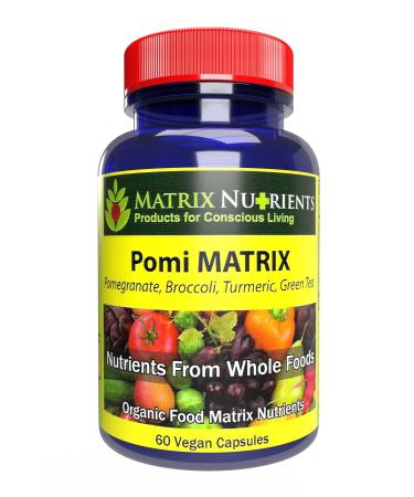 POMI Matrix - 10 Times Stronger Than The Competition! - Lower PSA Levels for Healthy Prostate - 100% Organic - Ingredients: Pomegranate Green Tea Turmeric Broccoli - Vegan Capsules (60ct) 60 Count (Pack of 1)