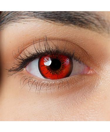 Contact lenses colored without strength red |Colored red crazy annual lenses Anime |Soft lentils hydrogel |2 pieces of color lenses + lentil containers |0.0 diopters |Carnival |Halloween |Charmiga Loco Red - Buy Online on GoSupps.com