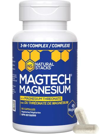 Natural Stacks MagTech Magnesium Supplement - 3 Forms of Magnesium: Magtein Magnesium L-Threonate Glycinate & Taurate - Mineral Supplement - Maintains Good Health - 90 Magnesium Capsules Magtech 90 count (Pack of 1) - Buy Online on GoSupps.com