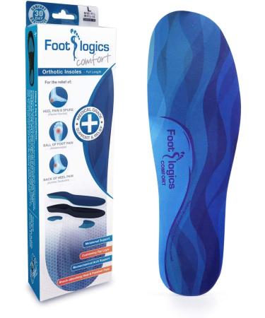Footlogics Full-Length Orthotic Insoles for Plantar Fasciitis & Foot Pain - Men's 10-11.5, Women's 11.5-13 - Buy Online on GoSupps.com