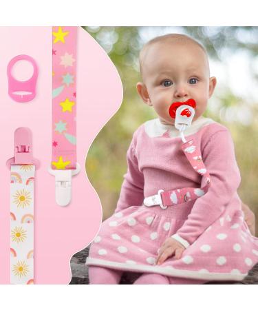 Suofuoleef 4 Pack Pacifier Chain for Baby Girls | Adorable Pacifier Clips & Adapters | Perfect Newborn Birth & Baptism Gift - Buy Online on GoSupps.com