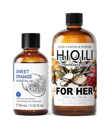HIQILI 30ML Sweet Orange Essential Oil & 150ML for Her Fragrance Oil for DIY Diffuser