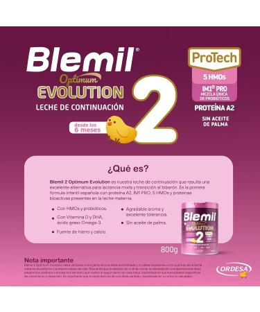 Ordesa Laboratories SL Blemil 2 Optimum Evolution 800g Followup milk powder for babies from 6 months 800 g Paquete de 1 - Buy Online on GoSupps.com