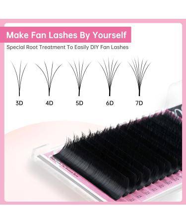 Self-Flee Eyelashes | Easy Fan Lashes for Volume | C D Curl Eyelash Extensions 2D-20D | 0.07mm Thickness | 16mm Root Rubbing - Buy Online on GoSupps.com