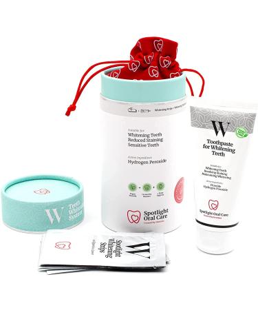 Spotlight Oral Care Teeth Whitening Strips | Gently Whitens Teeth Gradually & Safely | Active Ingredients Including Hydrogen Peroxide | Full 14-Day Course of Strips & 100 mL Whitening Toothpaste - Buy Online on GoSupps.com