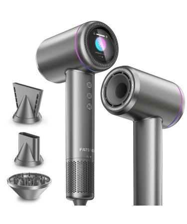 Hair Dryer with Diffuser 150 000 RPM High Speed Negative Ionic Blow Dryer for Fast Drying Low Noise 4 Temps & 3 Speeds Thermo-Control Hair Dryer with 2 Magnetic Nozzle for Home Travel
