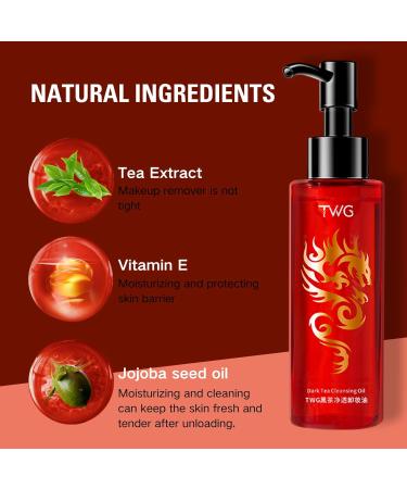 Dark Tea Cleansing Oil For Face Deep Cleansing Oil Oil Cleanser Korean For Daily Makeup Removal Oil Face Cleanser To Shrink Pores Cleansing Waterproof Foundation Mascara & Blush - 120ml - Buy Online on GoSupps.com