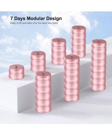 Stylish Metal Weekly Pill Organizer - Waterproof & Portable Aluminum Case for 7 Days of Pills Vitamins & Supplements - Pink - Buy Online on GoSupps.com