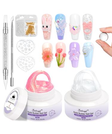 BISHENGYF 3D Nail Art Gel 3D Pearl Mermaid Clear 30g Solid Glue Nail Art Gel Nail Extension Sculpture 5D Pink Nail Art Gel Nail Art Manicure DIY