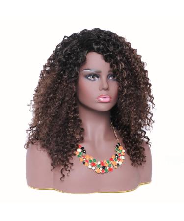 Hiaysan Ombre Brown Wig with Dark Roots | Natural Synthetic Afro Hair for Black Women - International Shipping - Buy Online on GoSupps.com