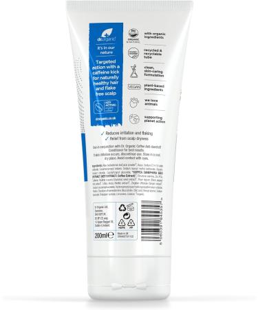 Dr Organic Coffee Anti Dandruff Shampoo 200ml - Natural Vegan Formula, Cruelty Free, Paraben & SLS Free - Eco Friendly Packaging - For Women & Men - Buy Online on GoSupps.com