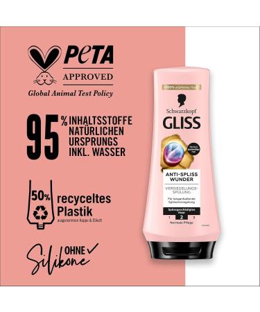  Gliss Kur Gliss Miracle Anti-Wrinkle Conditioner (200ml) Repairs Damaged Hair Fibers for Long Lasting Sealing and Ideal Combing - Buy Online on GoSupps.com