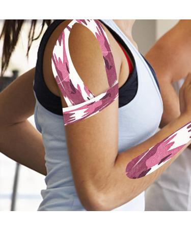 Sports Tape Wrap 5m Adhesive Kinesiology Therapeutic Athletic Tape | High Elastic Basic Cotton Sports Tape Elastic Athletic Tape for Support and Recovery Pink Camouflage 5cm*5m - Buy Online on GoSupps.com
