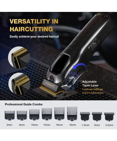 SUPRENT Hair Clippers for Men Professional Mens Hair Clipper & Trimmer Set Heavy Duty Motor Hair Cutting Kits with LED Display & 9 Guide Combs Barber Clippers Beard Hair Trimmer Black - Buy Online on GoSupps.com
