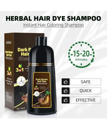 KAISASA Dark Brown Hair Dye Shampoo 3 in 1 for Gray Coverage - Herbal Ingredient Color Shampoo for Women & Men - Long Lasting 500ML - Buy Online on GoSupps.com