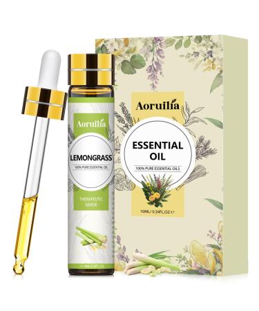 Aoruilia 10ml Lemongrass Essential Oil - 100% Pure Natural Therapeutic Grade Aromatherapy Oil Lemongrass Oils for Diffuser Relax Massage Soaps & Candles Making Lemongrass 10 ml (Pack of 1)
