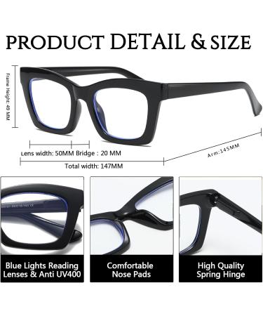 Hubeye 2 Pack Oprah Style Reading Glasses for Women & Men - Blue Light Blocking Square Readers with Spring Hinge + Pouch | 1.50 Diopters Black/Green - Buy Online on GoSupps.com