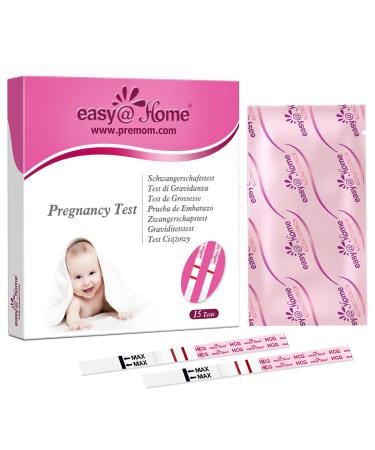 Easy Home 15 x pregnancy test early test 10 Miu/ml - sensitive pregnancy test - early pregnancy test stripes with maximum accuracy |Reliable ultra early test pregnancy 1 piece (15 pack)