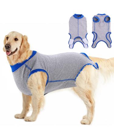 Pumyporeity recovery suit for dogs castration wound protection suits puppy dog body after op postoperative protective clothing wounds anti-licking e-neck band alternative after operations (gray XL) XL A-gray