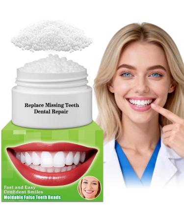 Moldable False Teeth Beads - Temporary Tooth Repair Kit | Fix Broken, Chipped Teeth, Cavity Temporary Fillings, Missing Tooth Gaps & Loose Dentures Within Minutes at Home 1PCS