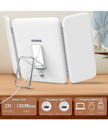 TOUCHFEEL Rechargeable LED Makeup Mirror - 1X/3X/7X Magnifying Vanity Mirror with 72 LED Lights - Portable & Touch Sensor Design - 3 Color Lights - White - Buy Online on GoSupps.com