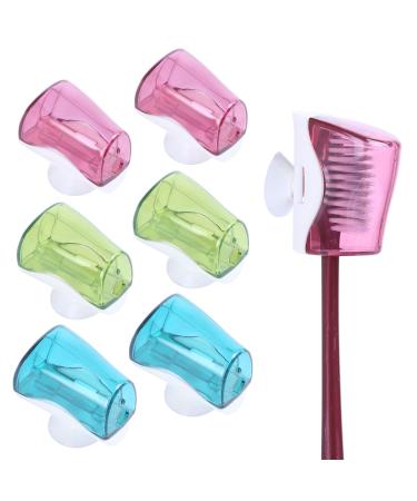 KKC 6 Pcs Travel Toothbrush Holder with Suction Cup Portable Toothbrush Covers caps Travel Essentials Toothbrush Holder for Bathrooms Toothbrush Case for Traveling for Travel and Home Use 3 Colors