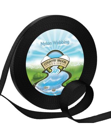 Country Brook Design - 1 Inch Heavy Duty 100% Real Nylon Webbing - 30+ Vibrant Colors Black 10 Yards