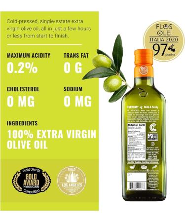 O-Live & Co. - Gold Medal Winner Extra Virgin Olive Oil Cold Pressed Premium Olive Oil Ideal for Cooking or for Salad Dressing Versatile Olive Oil Extra Virgin (750 ml Mild & Fruity) Mild & Fruity 750 ml (Pack of 1) - Buy Online on GoSupps.com