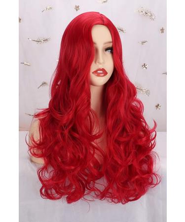 ColorfulPanda Long Red Wavy Synthetic Wig - 26 inches Heat Resistant for Women - Natural Looking Loose Wave Curly Style - Ideal for Everyday Cosplay & Parties - Buy Online on GoSupps.com