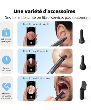 1080p HD WiFi Ear Wax Removal Otoscope - 360 Wide Angle IP67 Waterproof 6 LEDs | Compatible with iOS iPad Android - R1 Ultra Black - Buy Online on GoSupps.com