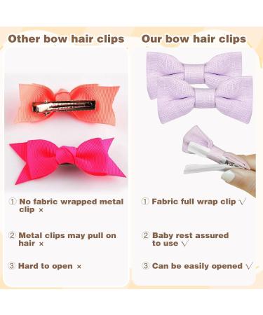 20Pcs Handmade Baby Hair Clips - Anti-Skid Crocodile Clips with Cotton Linen Bows for Girls | Toddler & Kids Hair Accessories in 10 Color Pairs - Buy Online on GoSupps.com