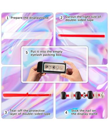 60 Pcs Nail Packaging Box Set with Clear Window Glitter Paper - Nail Stand Display Set with Double Sided Tapes - Buy Online on GoSupps.com