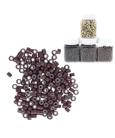 1000 pieces/lot 4.0 x 3.0 mm silicone nano rings micro left for hair extension microring silicone microrings for i -tip extensions real hair stick hair extension - brown