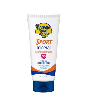 Banana Boat Sport Mineral Sunscreen SPF 50 Lotion 5Fl Oz | Zinc Oxide Sunscreen Lotion SPF 50 Sunblock 5Fl Oz