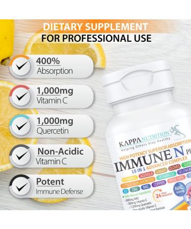 (90 Capsules) NAC 600mg Quercetin 1 000mg Vitamin C 500mg Zinc 50mg Vitamin D3 5 000iu Selenium Copper Acerola Ginger Rutin Citrus Bioflavonoids Rose Hips Echinacea Immune N Plus 15 in 1 90 Count (Pack of 1) - Buy Online on GoSupps.com
