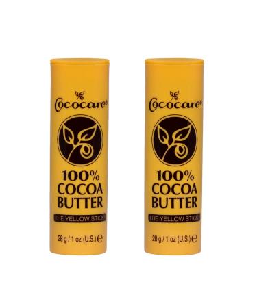Cococare 100% Cocoa Butter Stick - All-Natural Cocoa Butter Emollient for Ultimate Skin Hydration & Protection - The Yellow Stick - (2 Pack) 1 Ounce (Pack of 2)
