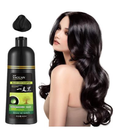Herbal Shampoo Korea Yaguan Black Hair Shampoo Hair Dye Effective White Hair Turns To Black Instant Black Hair Shampoo for Women Men Lasts 30 Days (1PC-Black)