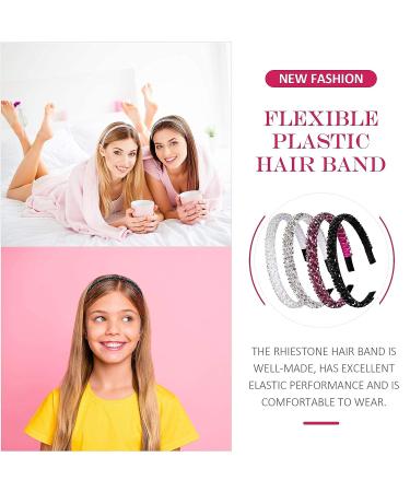WILLBOND 4-Piece Crystal Rhinestone Headbands - Non-Slip Beaded Hair Accessories for Women and Girls - Black, White, Purple, Gray - 1.2cm - Bling Bling Hair Bands - Buy Online on GoSupps.com