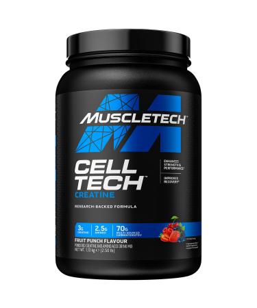 MuscleTech CellTech Creatine Monohydrate Powder Post Workout Recovery Drink Muscle Building & Recovery Powdered Shake With 3g Creatine 26 Servings 2.g Fruit Punch Fruit Punch 26 Servings (Pack of 1)