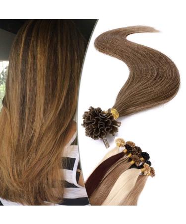 SEGO Bondings Extensions Real Hair 1G/Strands Keratin U-Tip Remy Human Hair Hair Extension 50 Strands Light Brown#6-1 16"(40cm)-50g