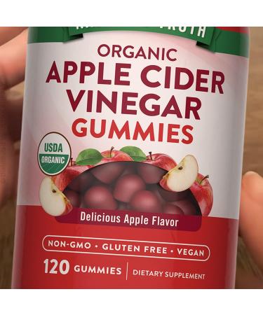 Nature Truths Organic Apple Cider Vinegar Gummies 500mg (120 Count. Value Pack) Vegan ACV Gummies with Natural Apple Flavor Non GMO Gluten Free Organic Apple Cider Vinegar Supplement