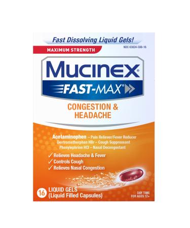 Mucinex Fast-Max Max Strength Congestion & Headache Liquid Gels 16ct